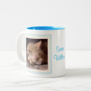 PET LOVE Blue Two-Tone Mug + Text / Rainbow