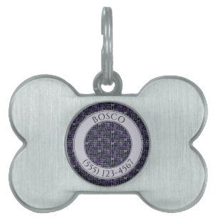 PET LOVE Bone Pet Tag - Black Mosaic