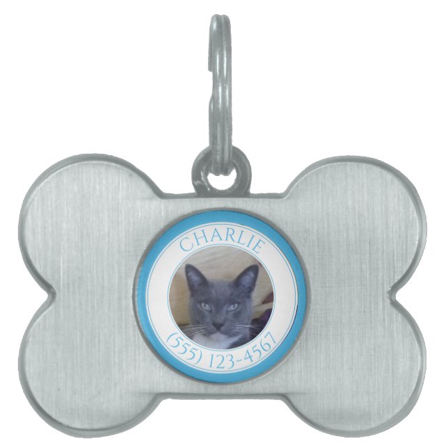 PET LOVE Bone Pet Tag / Sky Blue (Front)