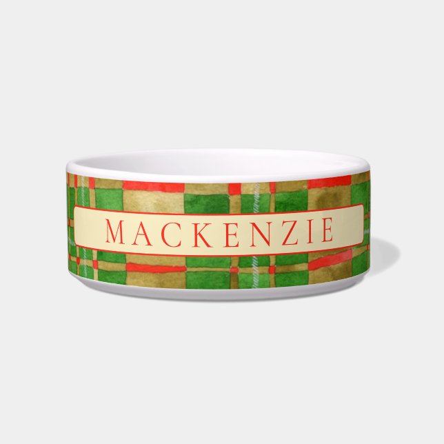 PET LOVE Ceramic Pet Bowl / Mac Gregor Tartan (Front)