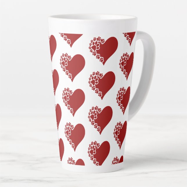 Pet Love Hearts White Latte Mug (Right Angle)