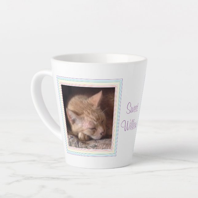 PET LOVE Latte Mug + Text / Rainbow (Left Angle)