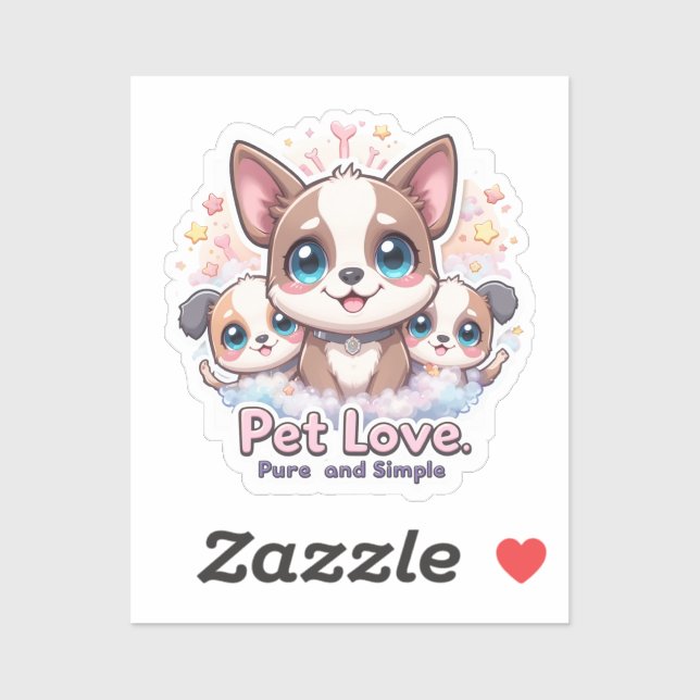 Pet Love Pure and Simple Cute Puppy Vinyl Sticker (Sheet)