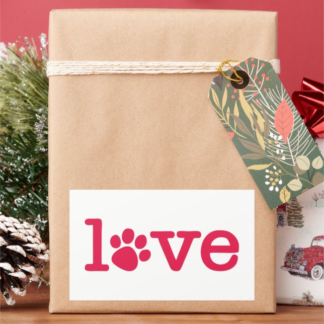 Pet love rectangular sticker (Holiday)