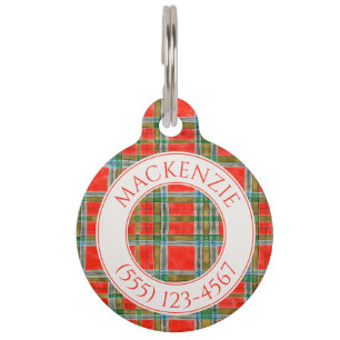 PET LOVE Round Pet Tag / Mac Bain Tartan