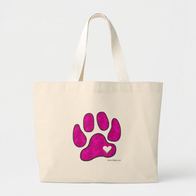 Pet Lover Carrying Tote Bag / Pink Pawprint (Front)