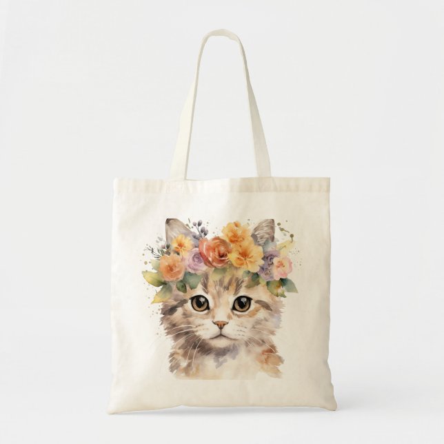 pet lover cat foral Tote Bag (Front)