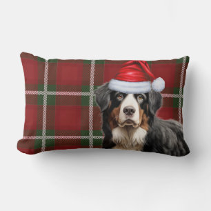 Pet Lover Christmas Bernese Mountain Dog Plaid Lumbar Cushion