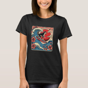 Pet Lover Flower Sunset Japanese Wave Art Surfing T-Shirt