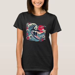Pet Lover Flower Sunset Japanese Wave Art Surfing T-Shirt
