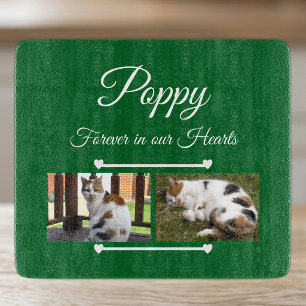 Pet Lover green and white 2 photos glass Cutting Board