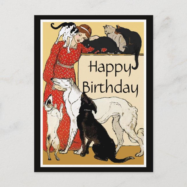 Pet Lover Happy Birthday Postcard (Front)
