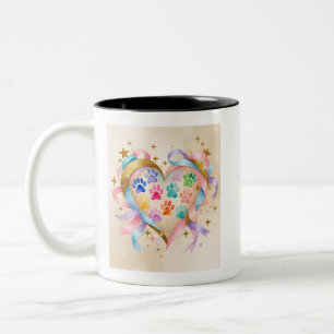 Pet Lover Heart Design – Stars & Sparkles Watercol Two-Tone Coffee Mug
