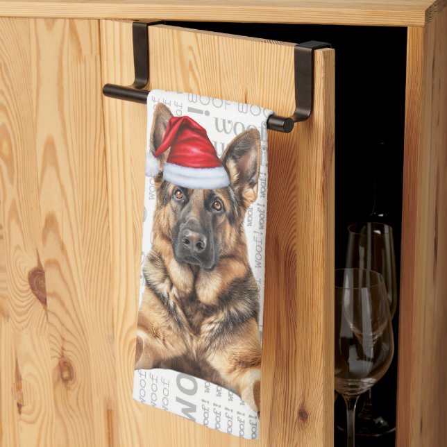 Pet Lover Holiday German Shepherd Dog Christmas Tea Towel (Thirds Fold)