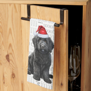 Pet Lover Holiday Labradoodle Santa Dog Christmas Tea Towel