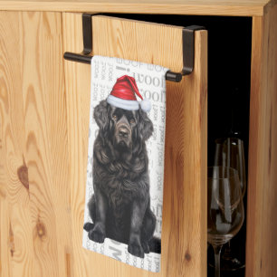 Pet Lover Holiday Newfoundland Dog Christmas Tea Towel