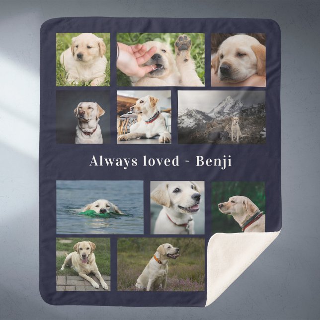 Pet Lover Keepsake Sherpa Blanket (Custom pet sherpa blanket with 12 photo collage.)