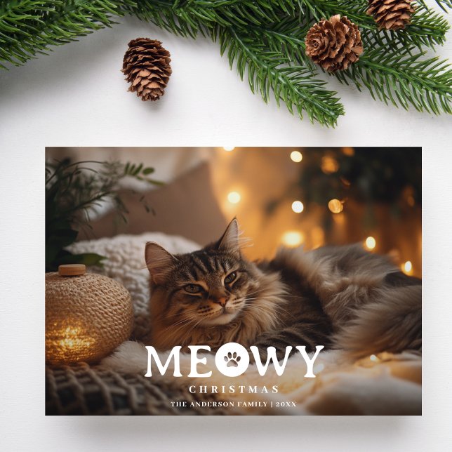 Pet Lover Meowy Christmas Cat Photo Christmas Holiday Card (Creator Uploaded)