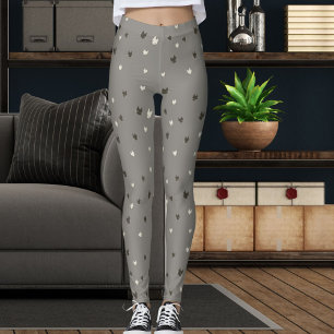 Pet Lover Modern Cute Grey Black White Cat Pattern Leggings