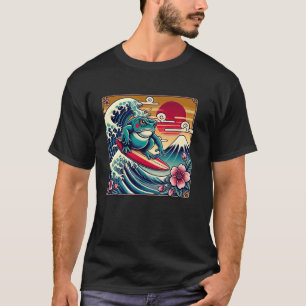 Pet Lover Mt. Fuji Sunset Japanese Wave Art Surfin T-Shirt