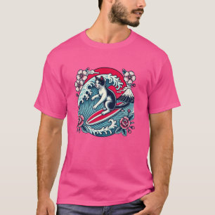 Pet Lover Mt. Fuji Sunset Japanese Wave Art Surfin T-Shirt