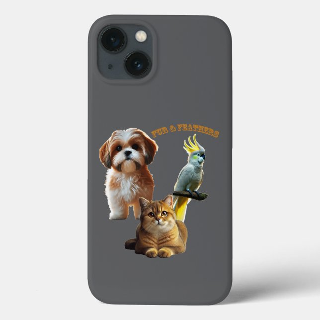 Pet Lover of Fur & Feathers Dog, Cat, and Bird URM Case-Mate iPhone Case (Back)
