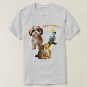 Pet Lover of Fur & Feathers Dog, Cat, and Bird URM T-Shirt