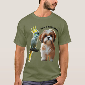 Pet Lover of Shih Tzu Dog and Cockatoo Bird URM T-Shirt