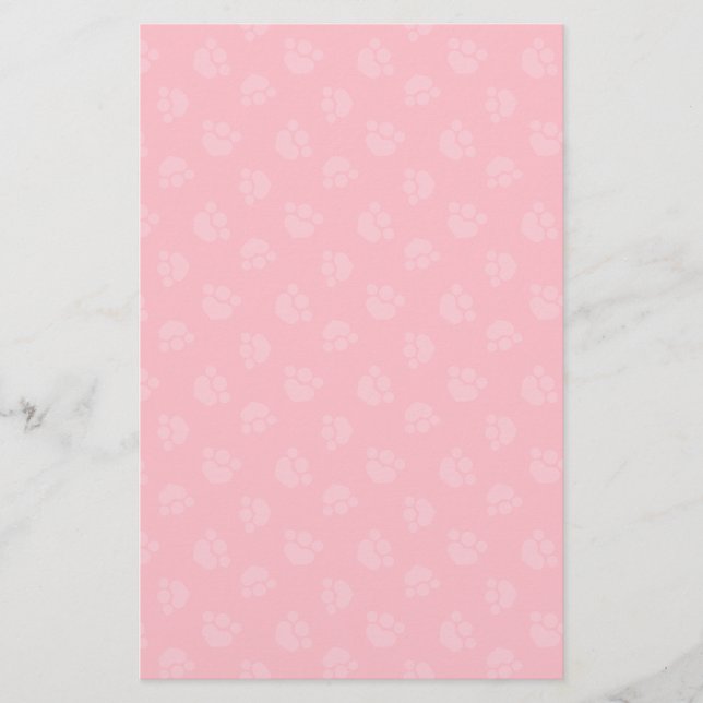Pet Lover Paw Print Hearts Bubble Gum Stationery (Front)