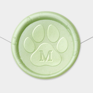 Pet Lover Paw Print Monogram Letter Wax Seal Sticker