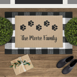Pet Lover Paw Prints Personalised Family Monogram Doormat