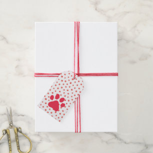 Pet Lover Red Paws Red Gift Wrap Fun Tags