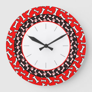 Pet Lover's Dog Bone and Paw Print Large Clock