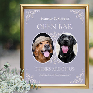 Pet Lovers French Lilac Wedding Open Bar Sign