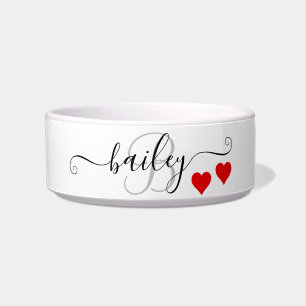 Pet Lovers My Heart Monogram Name  Bowl