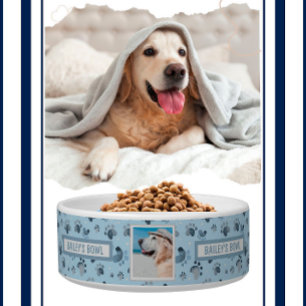 Pet Lovers Paw Prints Photo Name     Bowl