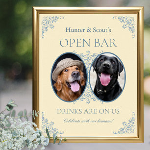 Pet Lovers Yellow Chic Wedding Open Bar Sign