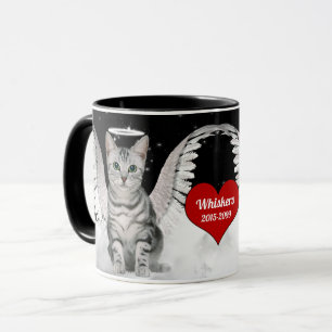 Pet Memorial Angel Cat Red Heart Mug