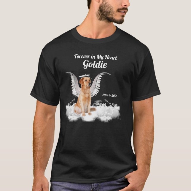 Pet Memorial Angel Dog Golden Retriever T-Shirt (Front)