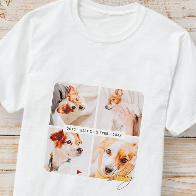 Pet Memorial Best Dog Ever Modern Photo Collage T-Shirt (Creator Uploaded)
