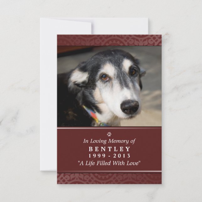 Pet Memorial Card 3.5" x 5" - Red - God's Garden (Front)