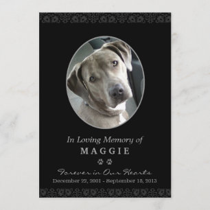 Pet Memorial Card 5"x7" Black Oval Photo Frame