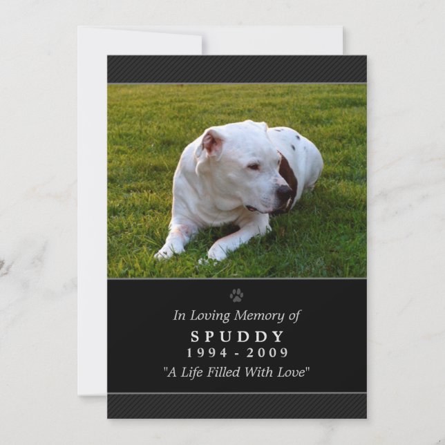 Pet Memorial Card 5 x 7 Black Photo Pet's Prayer (Front)