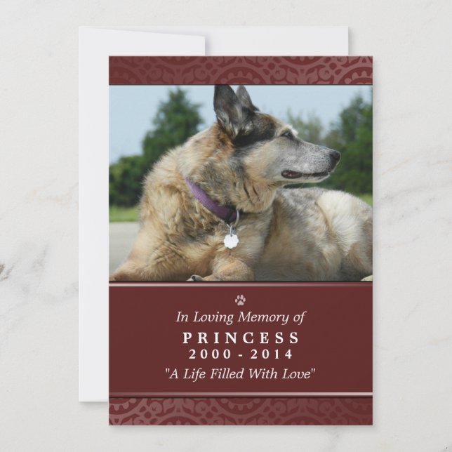 Pet Memorial Card 5 x 7 Red - God's Garden (Front)