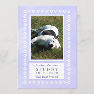 Pet Memorial Card 5x7 - Heavenly Blue Pawprints