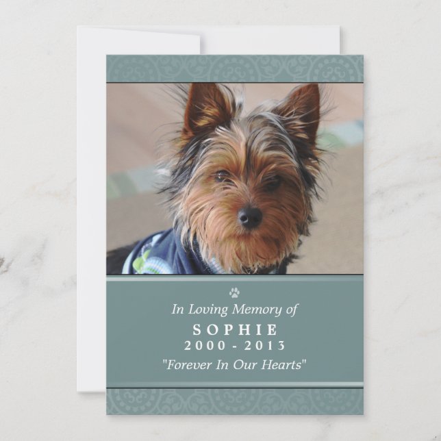 Pet Memorial Card 5x7 Teal God Saw You Poem (Front)
