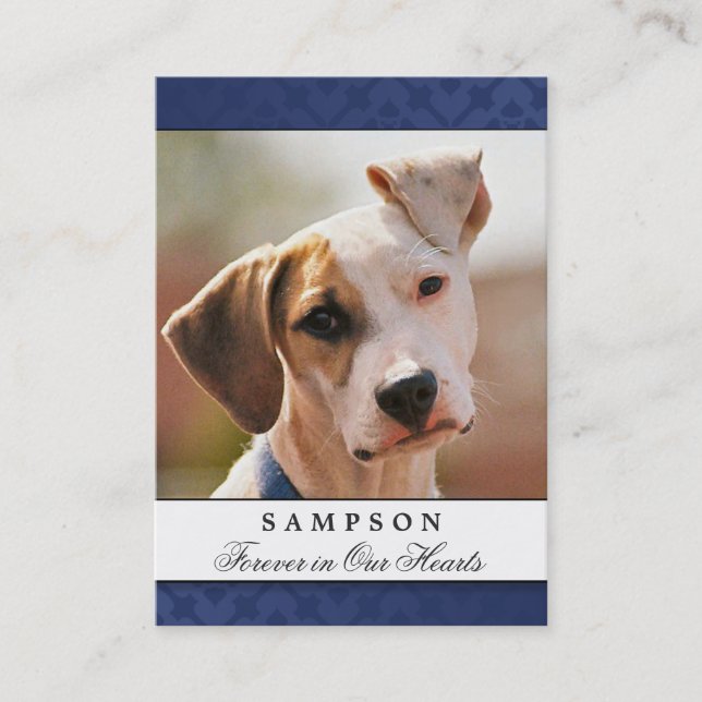 Pet Memorial Card Navy Blue - Contented Poem (Front)