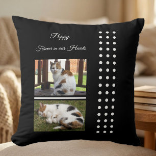 Pet memorial cat black and white add photos cushion