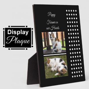 Pet memorial cat black and white add photos plaque