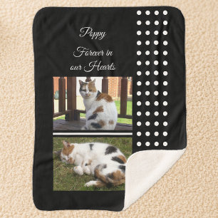 Pet memorial cat black and white add photos sherpa blanket